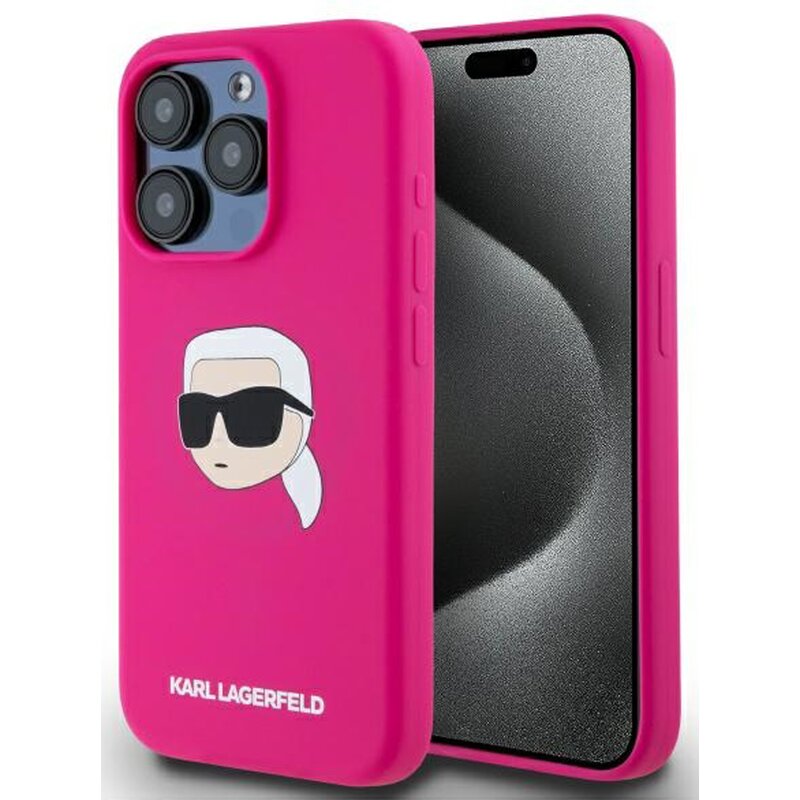 Etui KARL LAGERFELD Silicone Karl Head Print MagSafe do Apple iPhone 15 Pro Max Fuksja