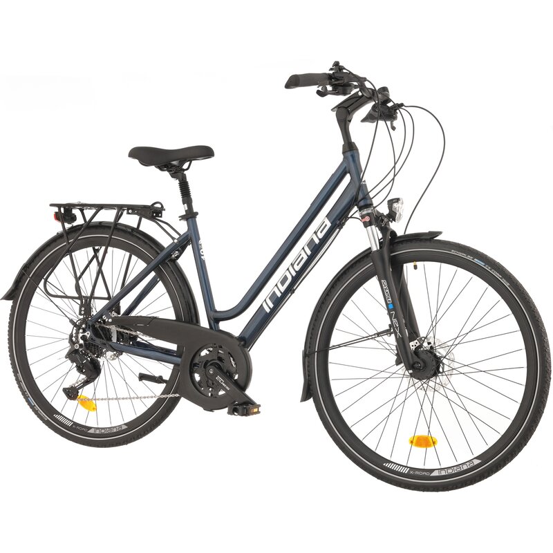Rower trekkingowy INDIANA X-Road 5.0 D21 28 cali damski Granatowo-srebrny