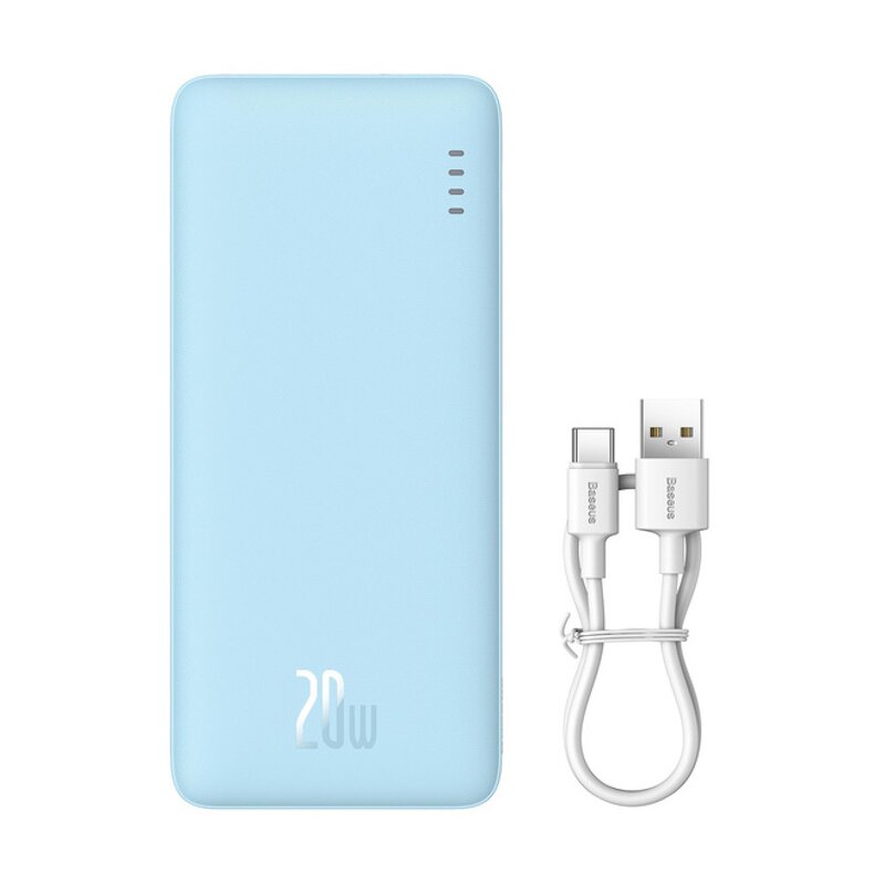 BASEUS SZYBKI POWERBANK 20000 mAh 20W USB USB-C PODRÓŻNY BEZPIECZNY + KABEL