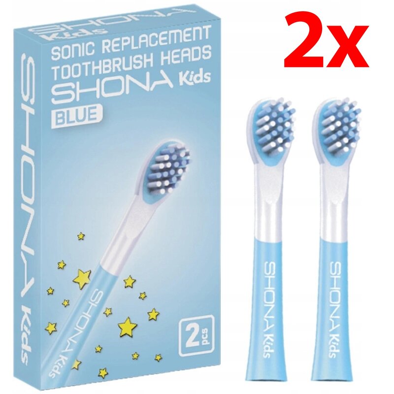 Oryginalna końcówka szczoteczki sonicznej SHONA Vision Kids (2 szt.) (Bardzo miękkie włosie) Niebieski