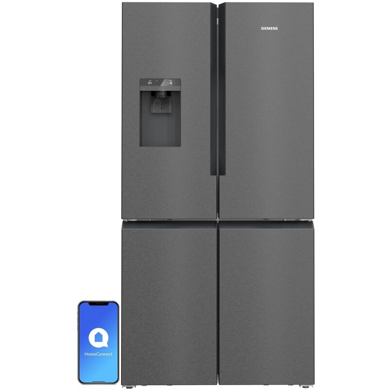 Siemens iQ500 KF96DAXEA Pełny No Frost 183cm Dystrybutor wody Zdalne sterowanie Czarna stal szczotkowana