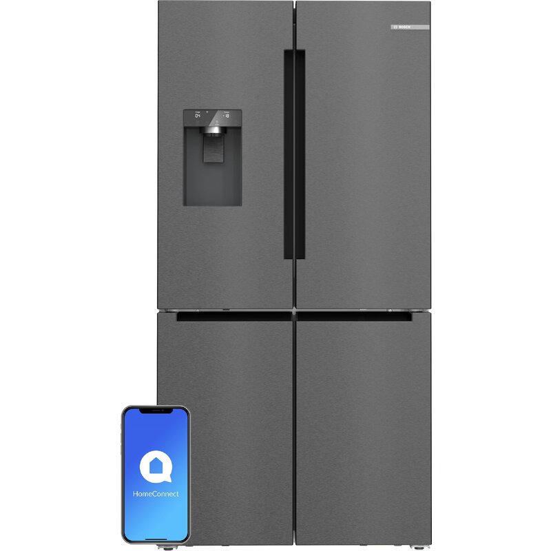 Bosch Serie 6 KFI96AXEA Pełny No Frost 183cm Kostkarka Zdalne sterowanie Czarna stal szczotkowana