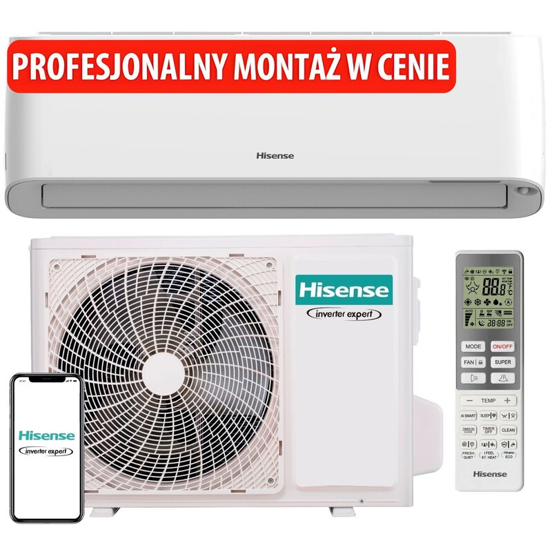 Klimatyzator Split, Pompa ciepła powietrze - powietrze HISENSE Energy Pro+ QE25XV4EG z usługą montażu