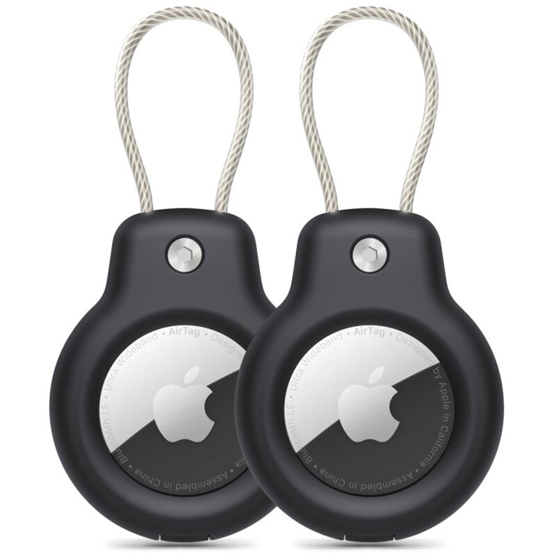 Brelok TECH-PROTECT Rough Vein do Apple AirTag 1/2 Czarny (2 szt.)