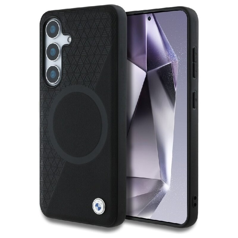 BMW Leather Half Textured MagSafe do Galaxy S25 Czarny