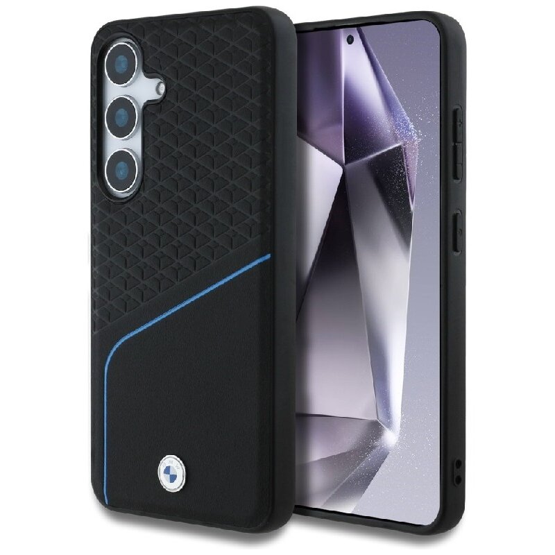 BMW Leather Textured and Smooth MagSafe do Galaxy S25 Czarny