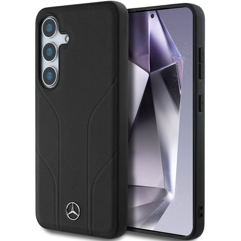 Mercedes-Benz Leather Debossed Lines MagSafe do Galaxy S25 Czarny