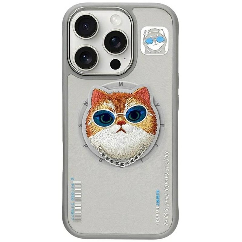 Etui NIMMY Glasses Cool Cat MagSafe do Apple iPhone 16 Pro Max Szary