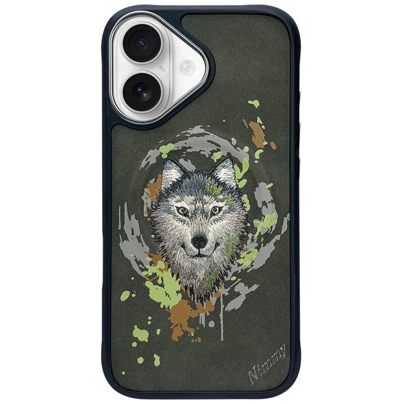 Etui NIMMY Wilk MagSafe do Apple iPhone 16 Ciemnoszary