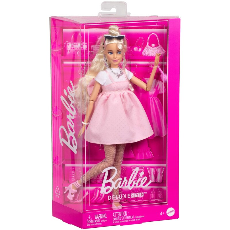 Lalka Barbie Deluxe Style Różowa sukienka z dużą kokardą HYV27