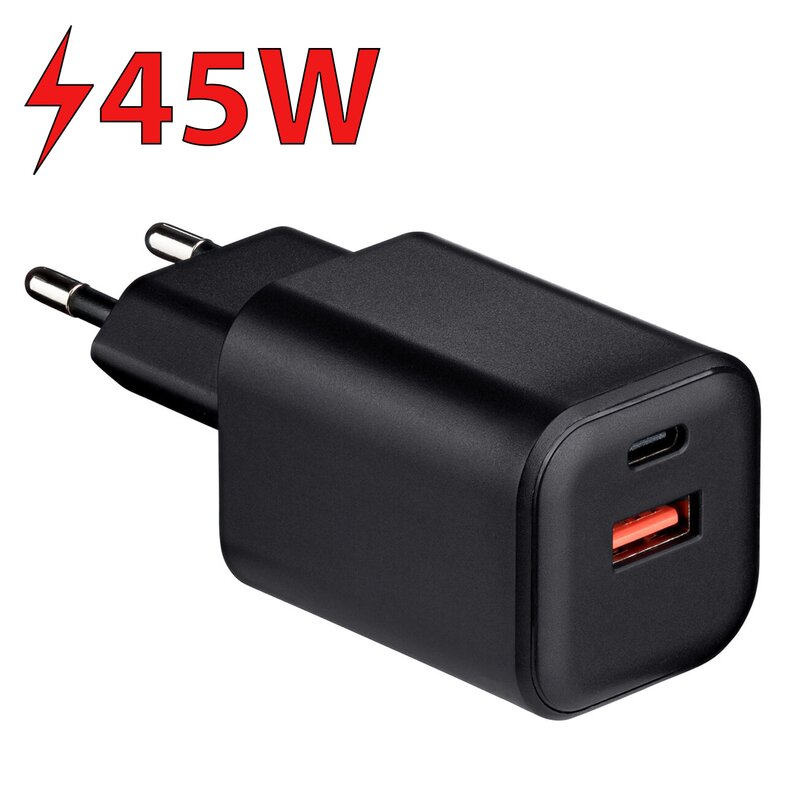 Ładowarka sieciowa QUALO Ultimate QLSN-CA-45-01 Nano PD 45W Czarny ładowarka do telefonu USB, USB-C