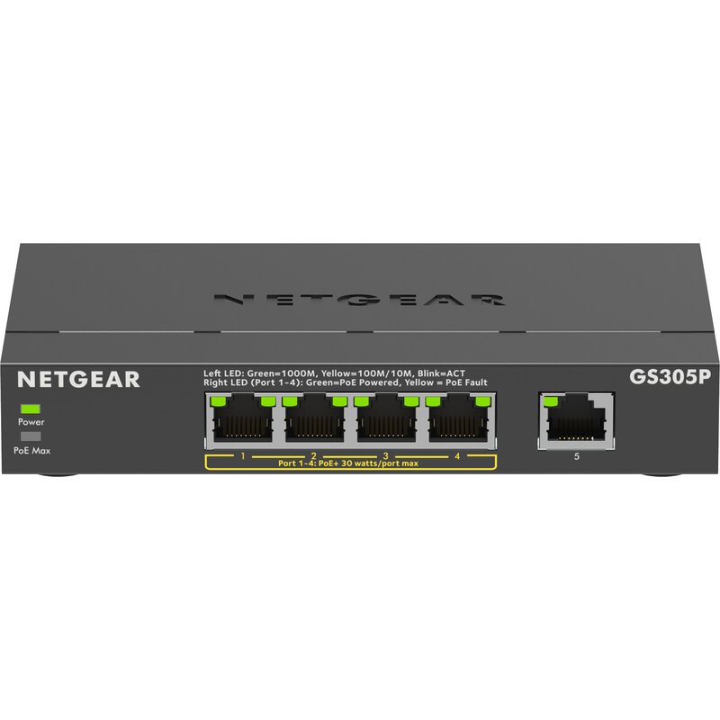 Netgear 5p GS305P-300EUS (5x10/100/1000Mbit 4xPoE+)