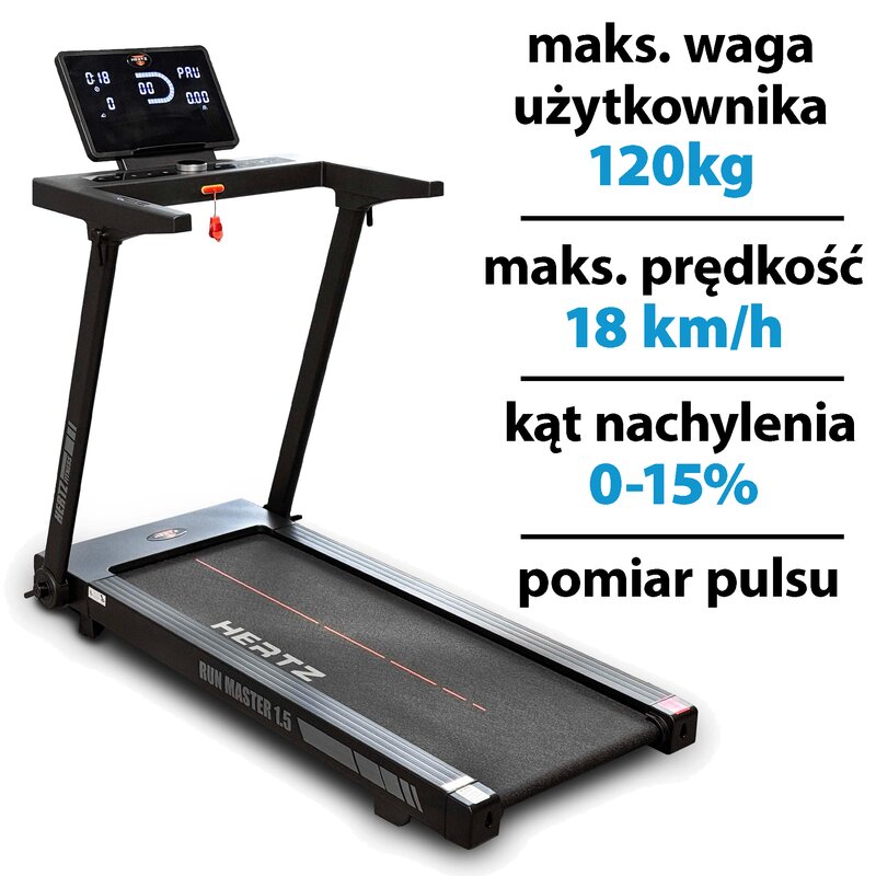 Bieżnia elektryczna HERTZ FITNESS Run Master 1.5 1864W 18km/h
