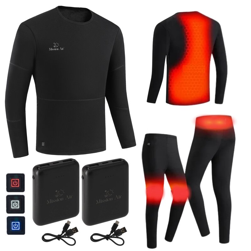 Bielizna podgrzewana MISSION AIR E-Underwear Men +2 x Powerbank (rozmiar L) Czarny