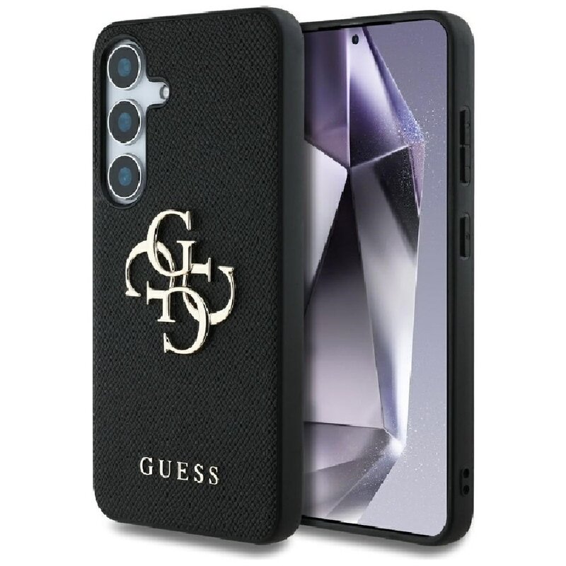Guess Grained Big 4G Logo Small Classic Logo do Galaxy S25 Czarny