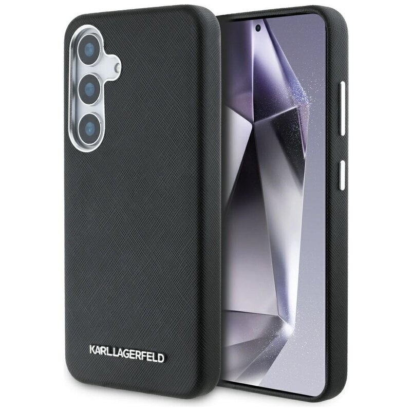 Karl Lagerfeld Saffiano Full Wrapped Elongated Metal Logo MagSafe do Galaxy S25 Plus Czarny