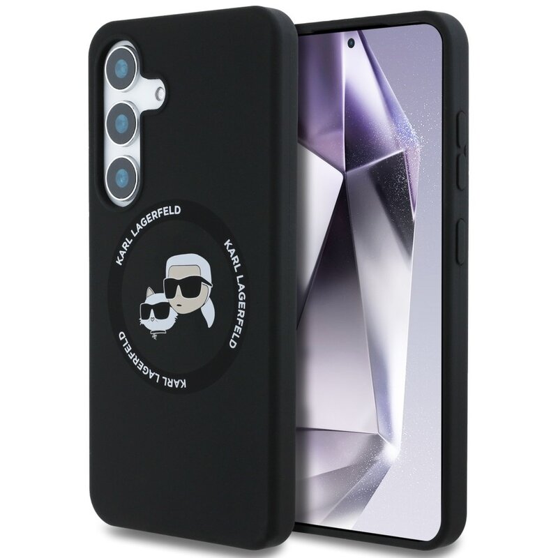 Etui KARL LAGERFELD Silicone Double Heads And Circle MagSafe do Samsung Galaxy S25+ Czarny