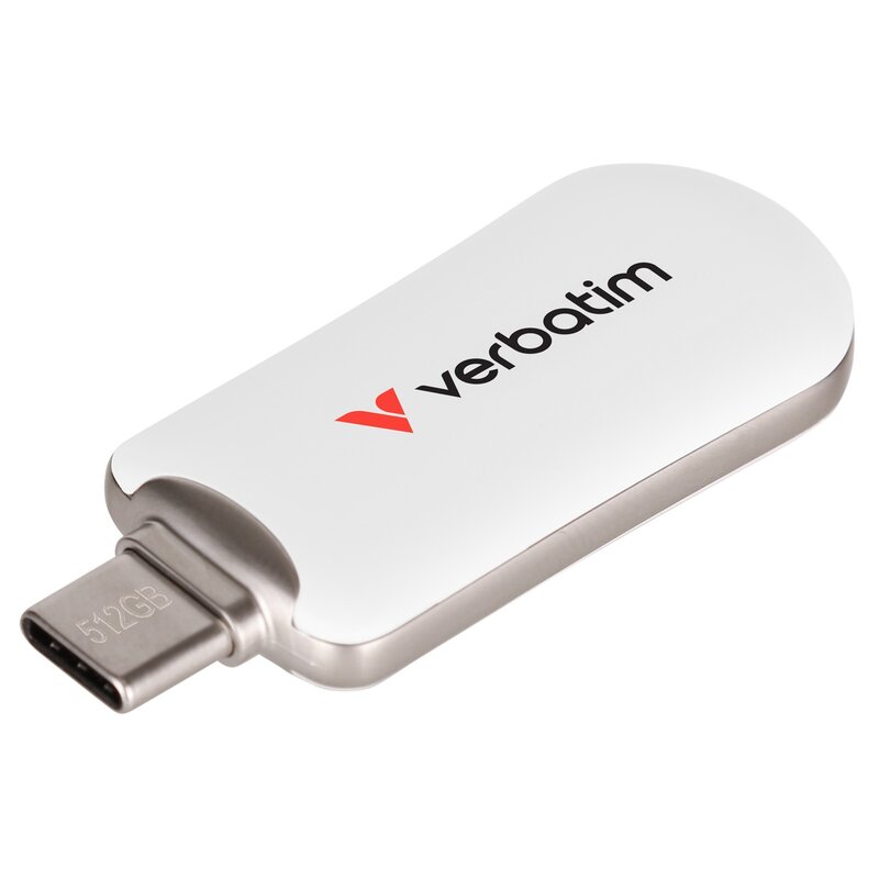 Pendrive VERBATIM Plectra 512GB, USB-C, Odczyt 100 Mb/s, Zapis 25 Mb/s Biało-szary