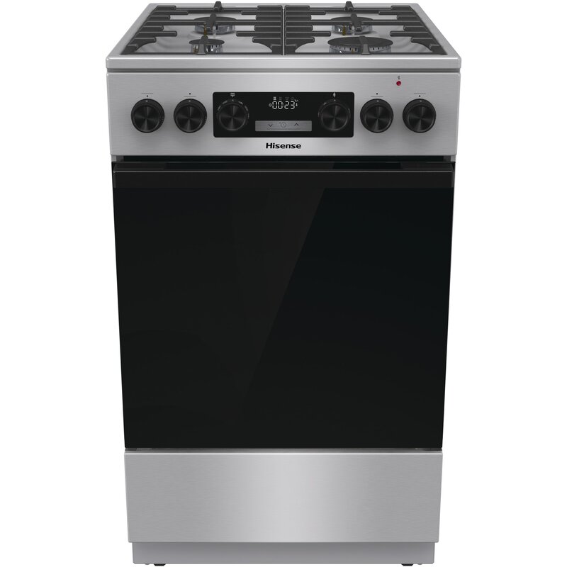 Kuchnia HISENSE HKS5D71XMPF Air Fry, program Pizza 300 st.C, termosonda, delikatne domykanie, rożen obrotowy, drzwi z czarnego szkła