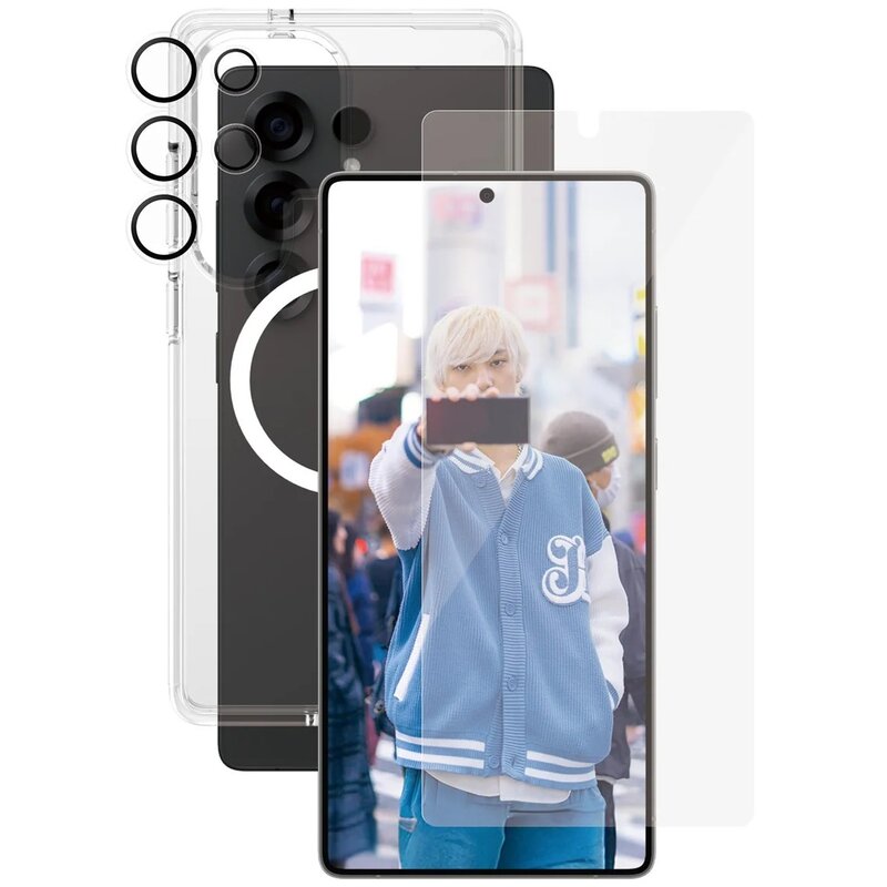Etui PANZERGLASS Flagship 3w1 do Samsung Galaxy S25 Ultra Przezroczysty + Szkło + Szkło na obiektyw