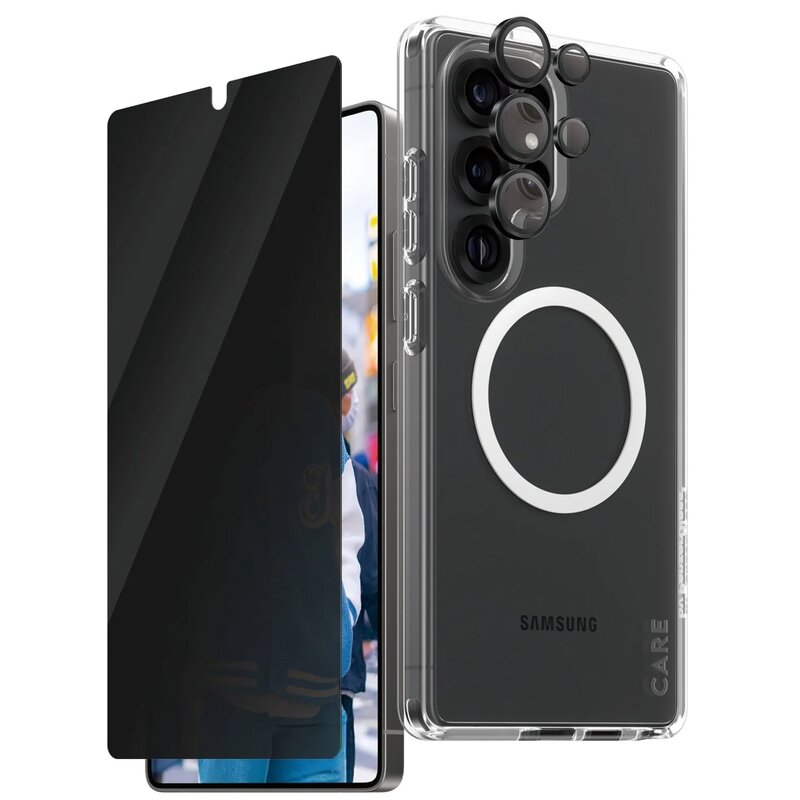 Etui PANZERGLASS Flagship 3w1 do Samsung Galaxy S25 Ultra Przezroczysty + Szkło prywatyzujące + Szkło na obiektyw