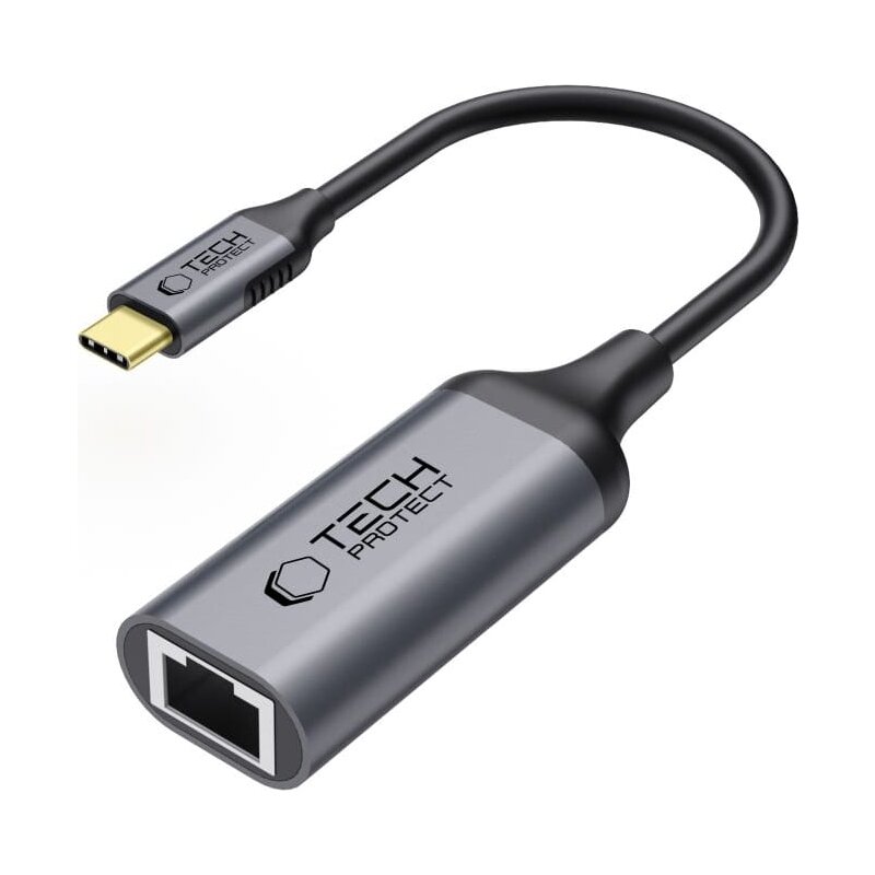 Adapter USB Typ-C - RJ-45 TECH-PROTECT UltraBoost 0.2 m Czarny
