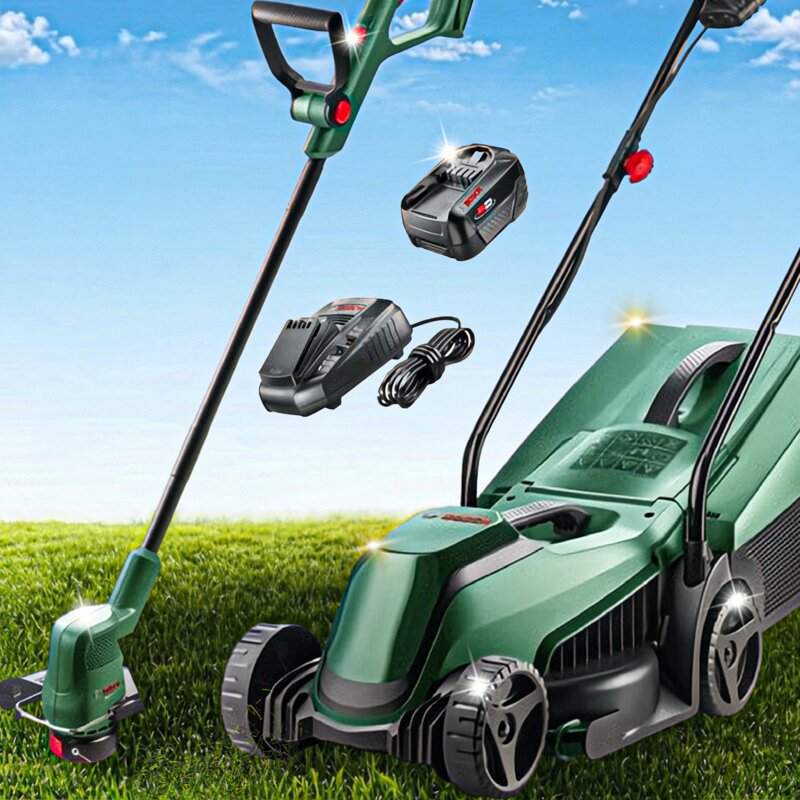Kosiarka akumulatorowa BOSCH EasyMower 18V-32-200 + Podkaszarka EasyGrassCut 18V-26 06008B9D02 32 cm, 4 Ah, 18 V, kosz 31L, akumulator 4 Ah