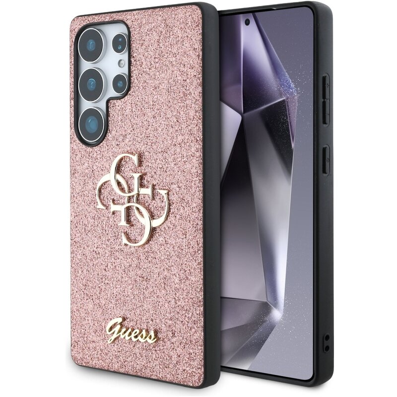 Guess Fixed Glitter Big 4G Metal Logo do Galaxy S25 Ultra Różowy