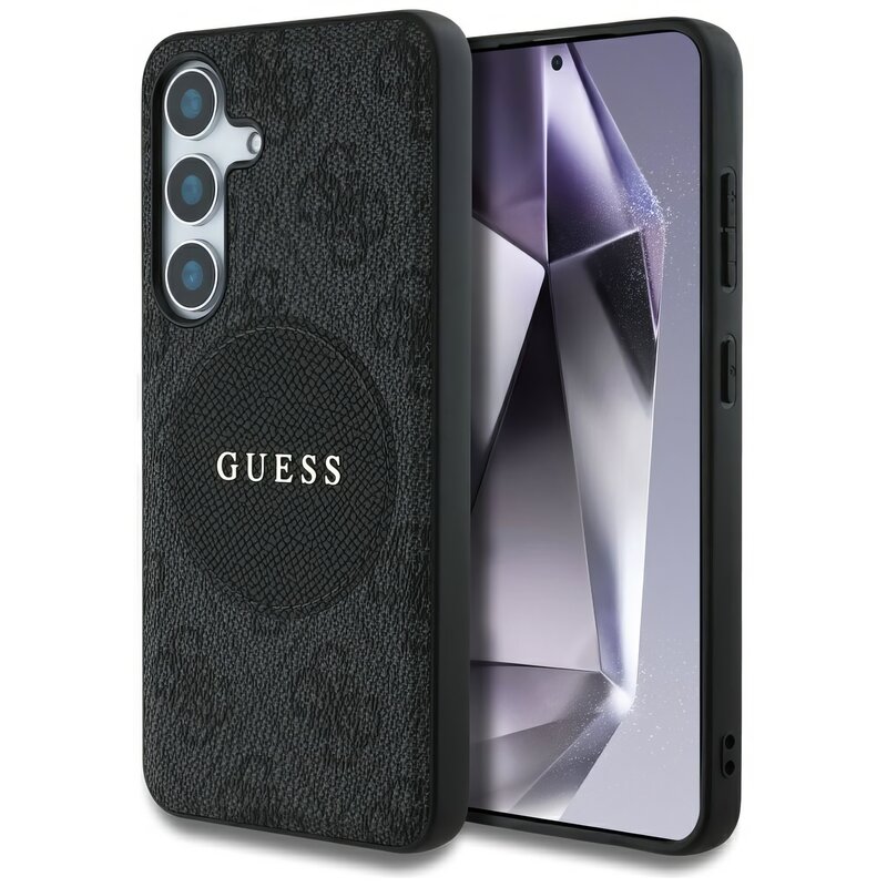 Etui GUESS 4G Round Patch Classic Logo MagSafe do Samsung Galaxy S25 Czarny