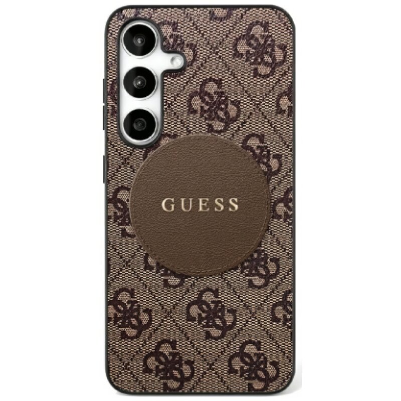 Guess 4G Round Patch Classic Logo MagSafe do Galaxy S25 Plus Brązowy