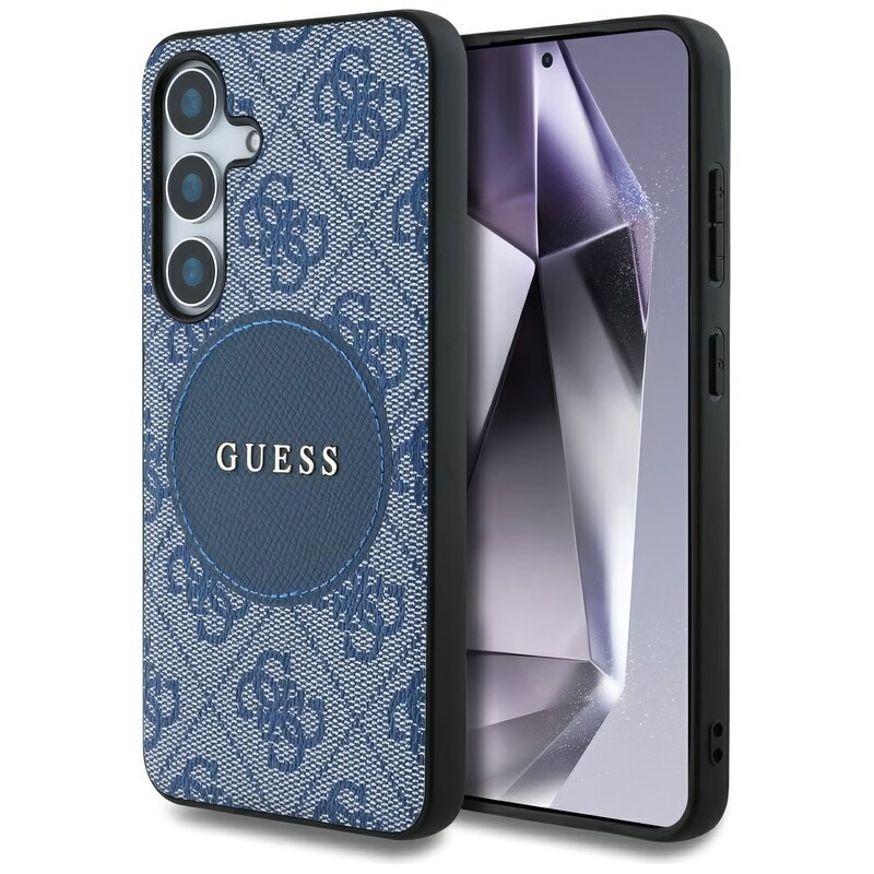 Guess 4G Round Patch Classic Logo MagSafe do Galaxy S25 Plus Niebieski