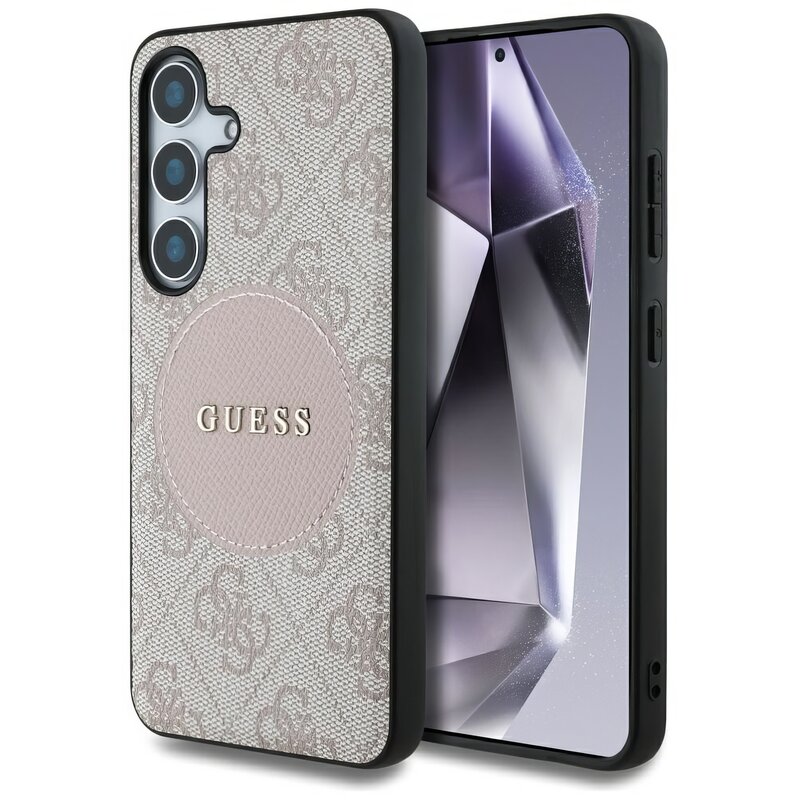 Etui GUESS 4G Round Patch Classic Logo MagSafe do Samsung Galaxy S25+ Różowy