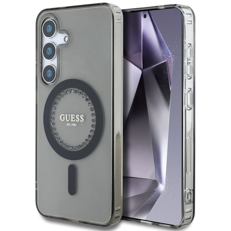 Guess Rhinestones Printed Classic Logo MagSafe do Galaxy S25 Czarny