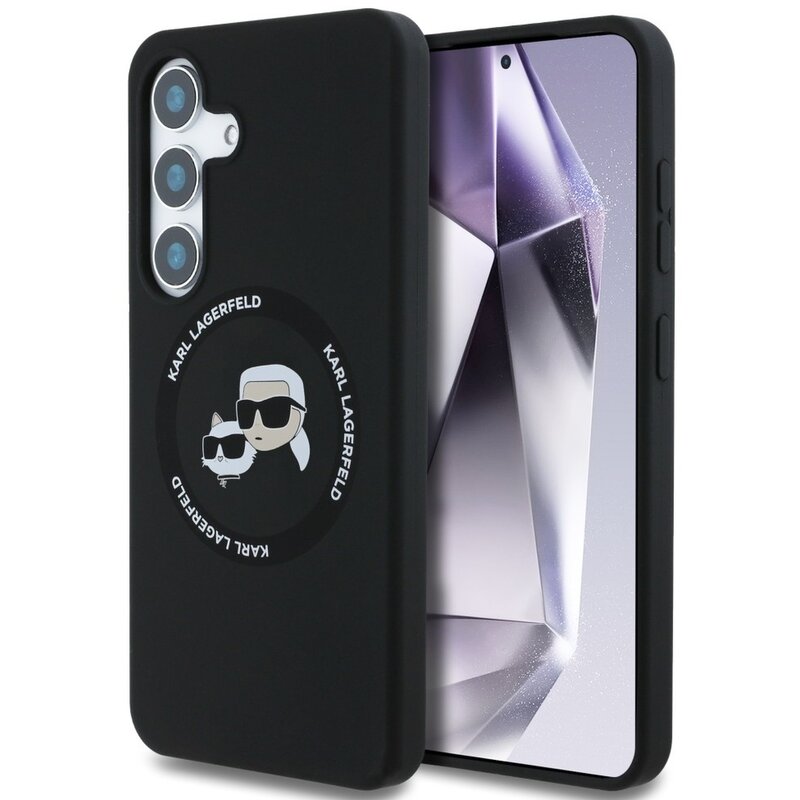 Etui KARL LAGERFELD Silicone Double Heads And Circle MagSafe do Samsung Galaxy S25 Czarny