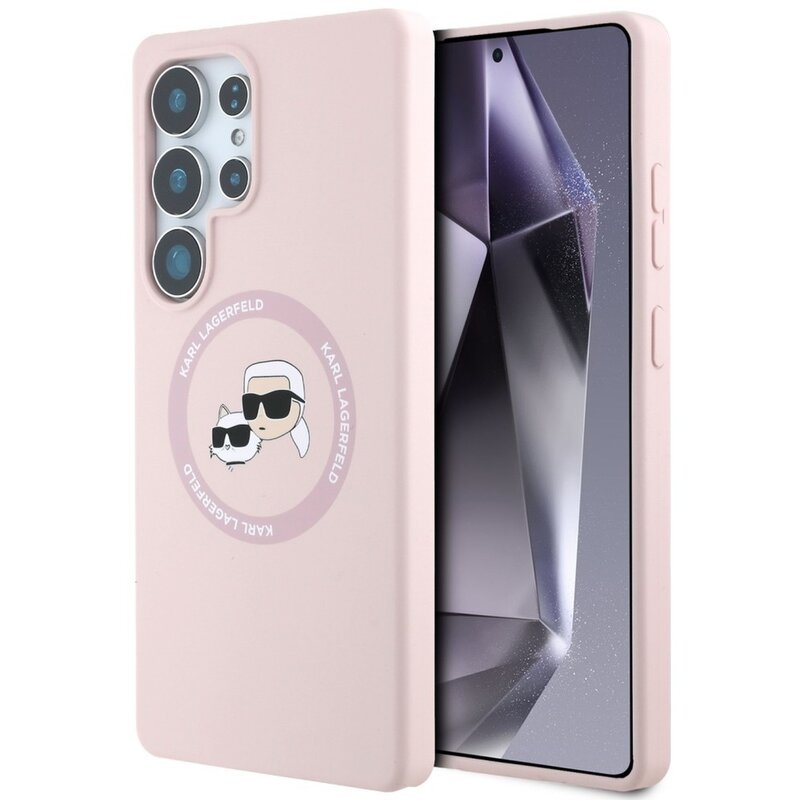Karl Lagerfeld Silicone Double Heads And Circle MagSafe do Galaxy S25 Ultra Różowy