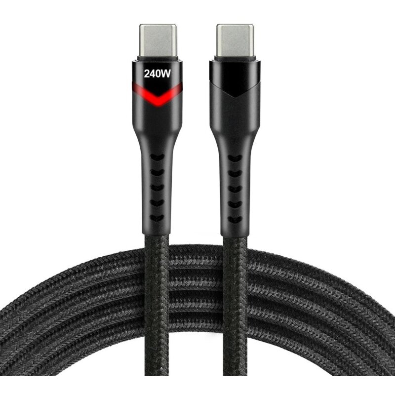 Kabel USB-C - USB-C EVERACTIVE CBB-1PDRS 240W RGB Led 1 m Czarny