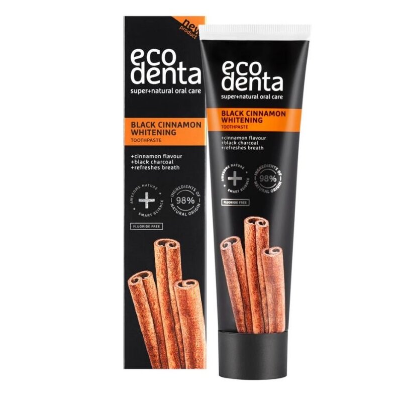 Pasta do zębów ECODENTA Cynamon 100 ml Czarny