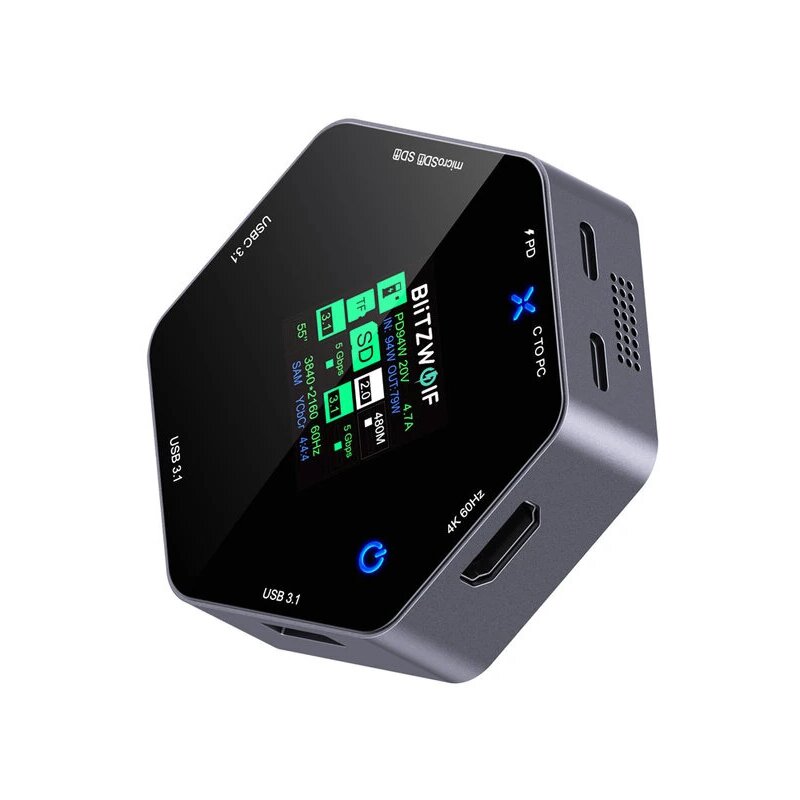 Hub BLITZWOLF BW-TH16 8w1 USB Typu C, Aktywny / Pasywny