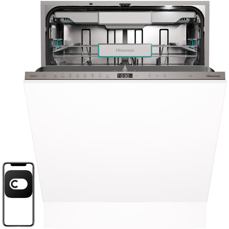 Zmywarka HISENSE HV673A65 Energy Efficiency klasa A-10% 16 kompletów naczyń 38dB AutoOpen Strefy intensywne Wi-Fi
