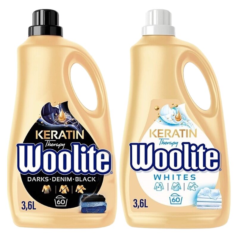 Płyn do prania WOOLITE Keratin Therapy Czarny 3600 ml + Płyn do prania WOOLITE Keratin Therapy Biały 3600 ml