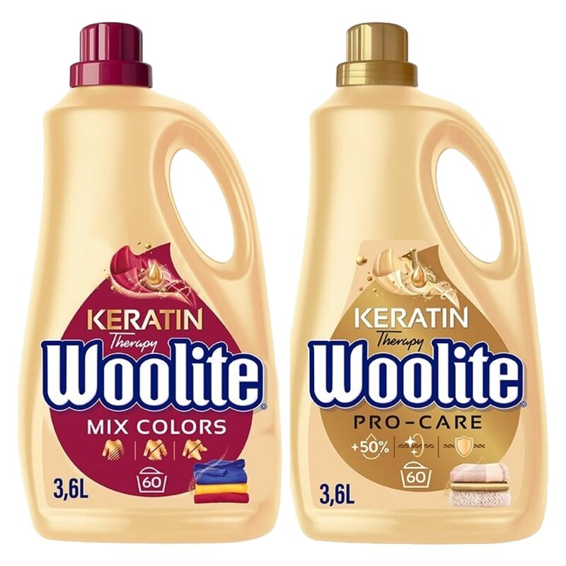 Płyn do prania WOOLITE Keratin Therapy 3600 ml + Płyn do prania WOOLITE Keratin Therapy Pro-Care 3600 ml