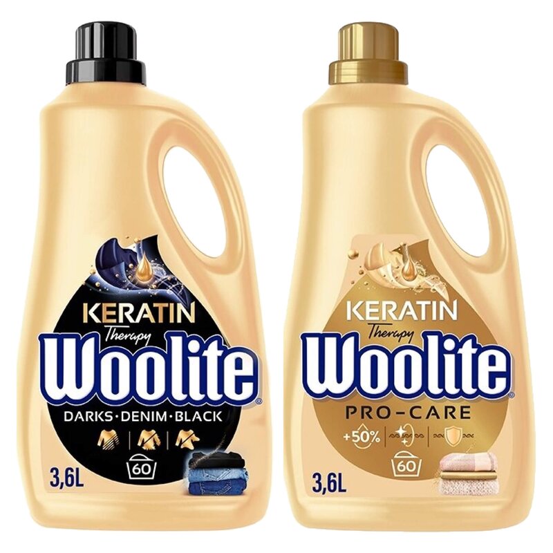 Płyn do prania WOOLITE Keratin Therapy Czarny 3600 ml + Płyn do prania WOOLITE Keratin Therapy Pro-Care 3600 ml