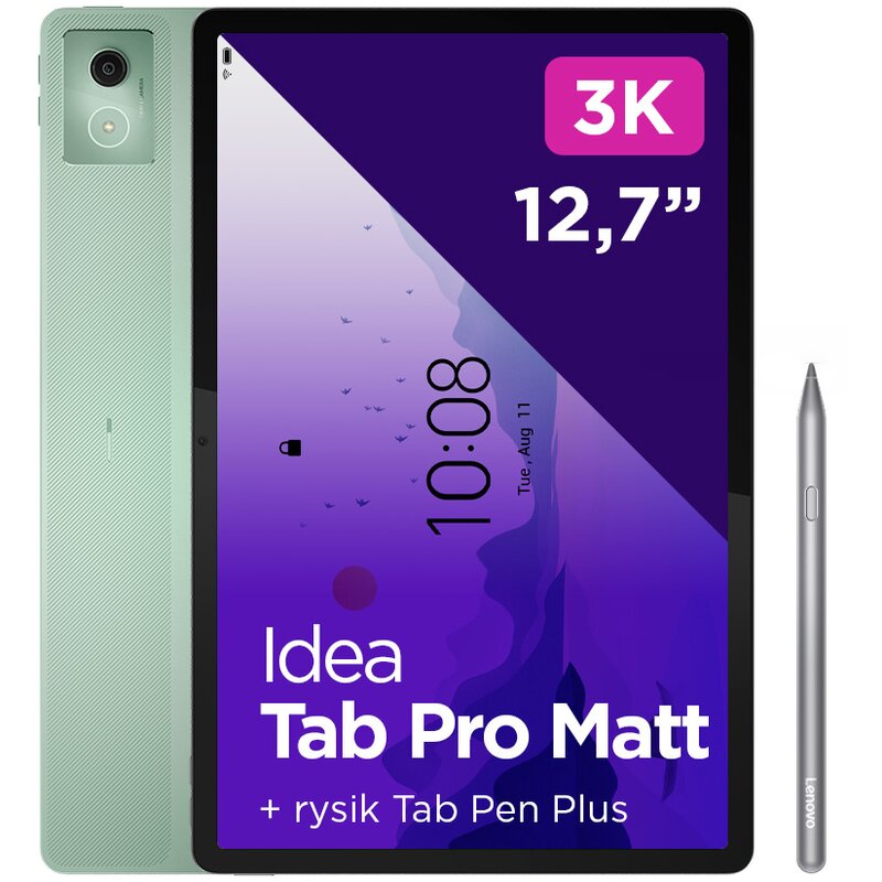 Tablet LENOVO IdeaTab Pro Matowy Ekran 12.7" 8/256GB Wi-Fi Zielony + Rysik