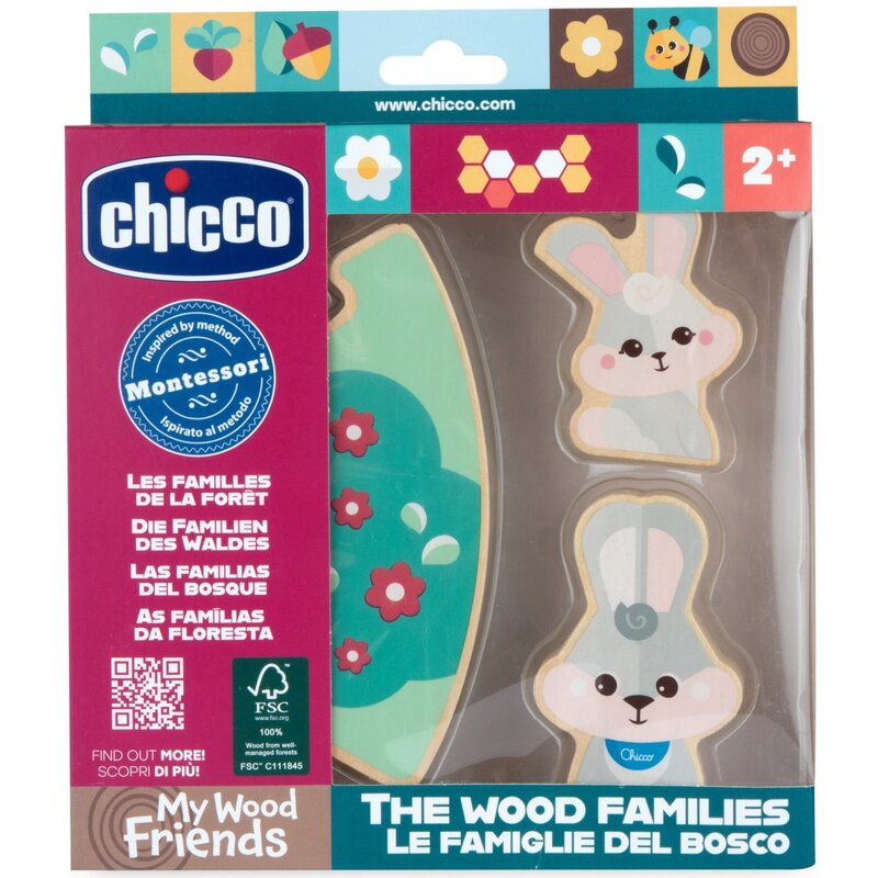 Zabawka CHICCO My Wood Friends Drewniana rodzinka 2 Króliczki Zestaw Tata 00012208100000