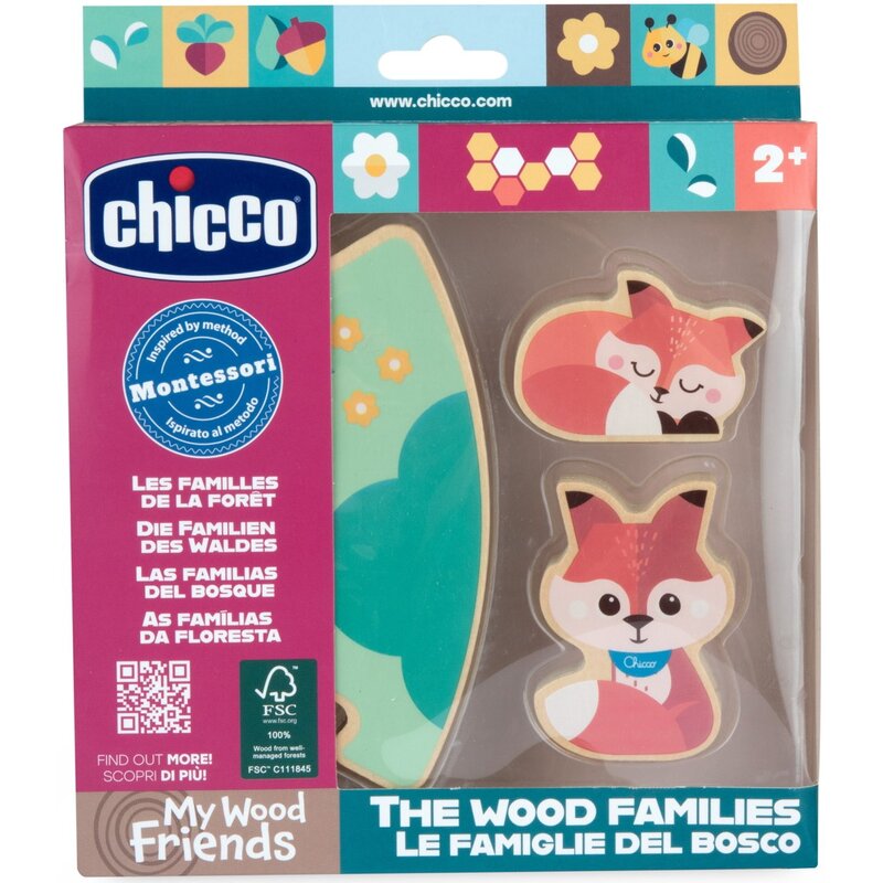 Zabawka CHICCO My Wood Friends Drewniana rodzinka 2 Liski Zestaw Tata 00012208500000