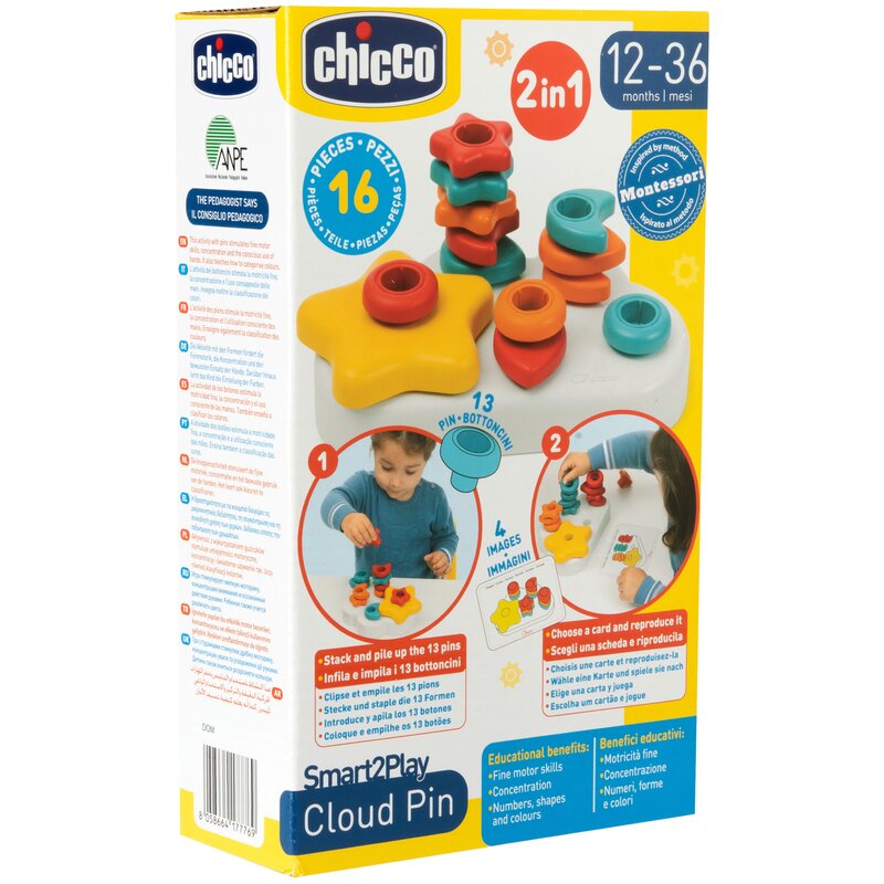 Zabawka edukacyjna CHICCO Smart2Play Kolorowe Pinezki Chmurki 00012192000000