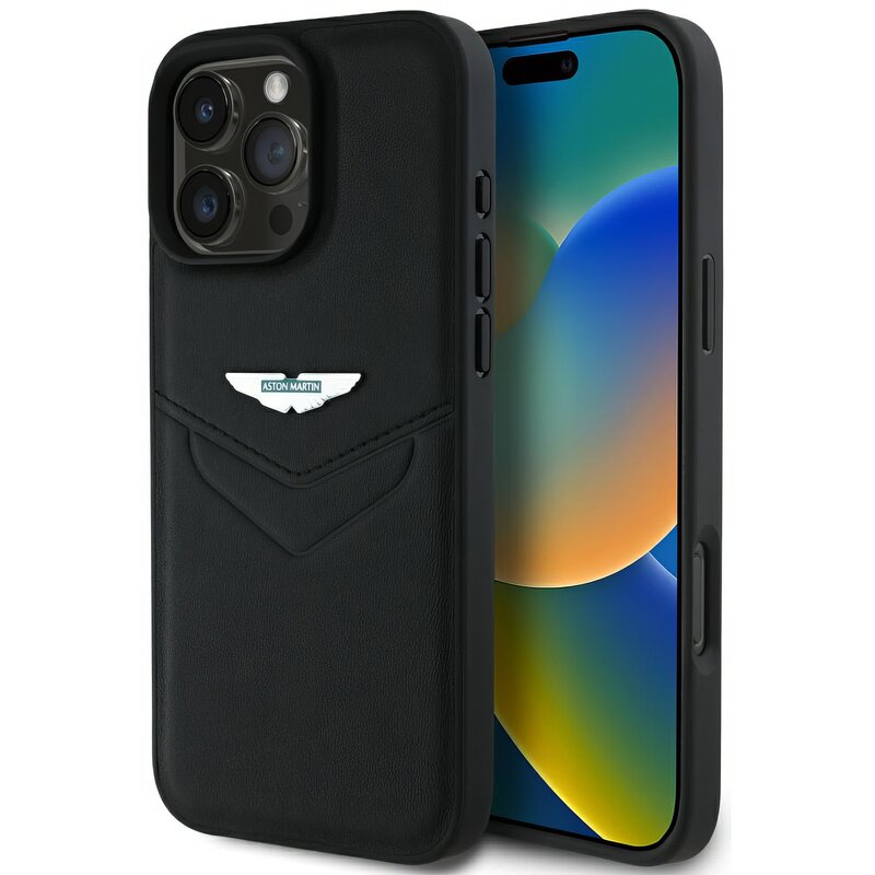 Etui ASTON MARTIN HC Leather Victory Design do Apple iPhone 16 Pro Czarny