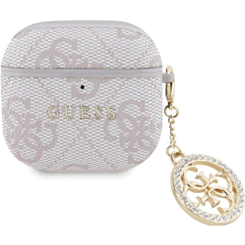Etui na słuchawki GUESS 4G Strass Charm do Apple Airpods 4 Różowy