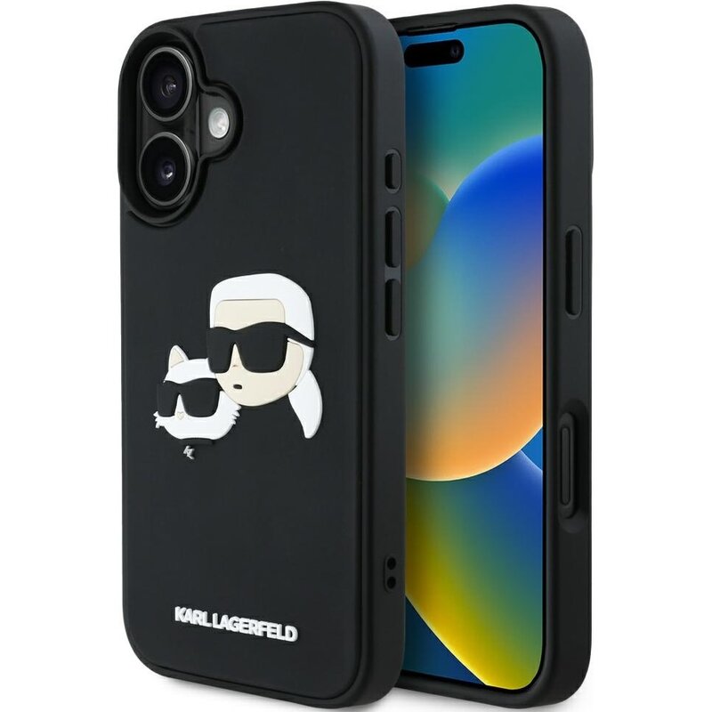 Etui KARL LAGERFELD HC 3D Rubber Double Heads do Apple iPhone 16 Czarny