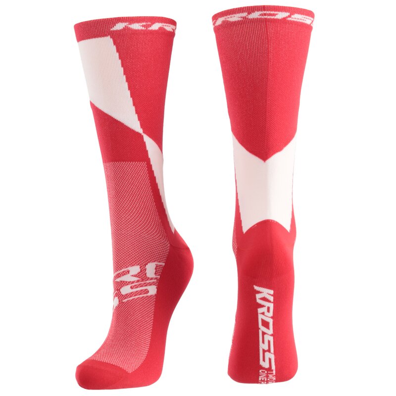 Skarpetki rowerowe KROSS Pro Hi (rozmiar S) Czerwono-biały